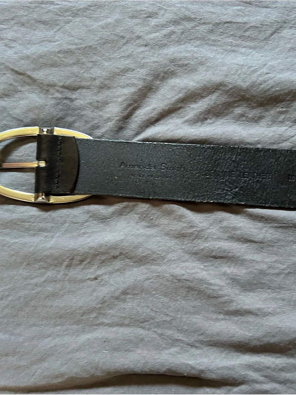 Women’s Black Leather Belt with Silver Oval Buckle